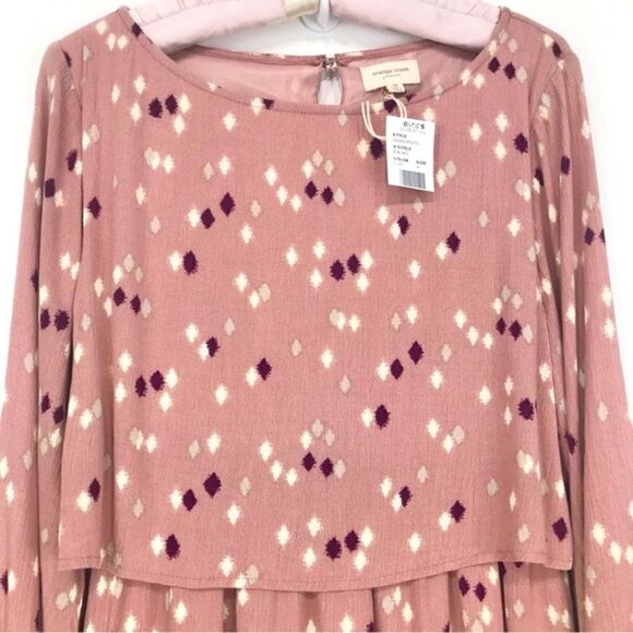 Orange Creek LA Gliks Mauve Pink Modest Diamond Print Long Sleeve Dress NEW - Picture 4 of 16
